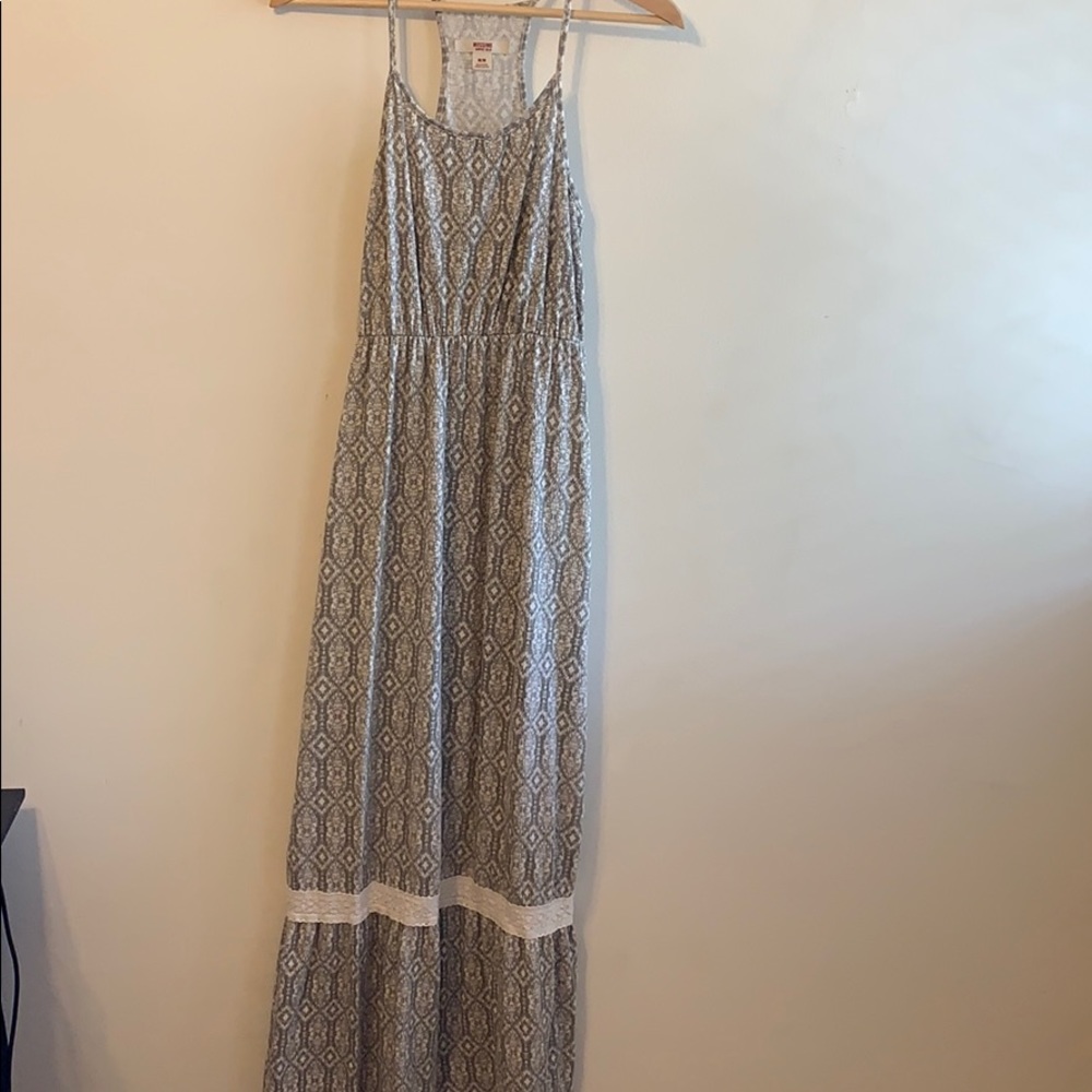 Gray and white maxi dress